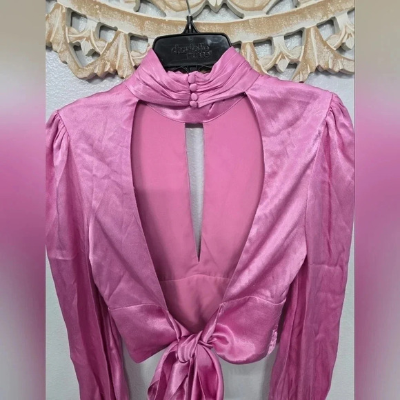Bardot Louise Tie Top Vint Pink - Picture 3 of 11